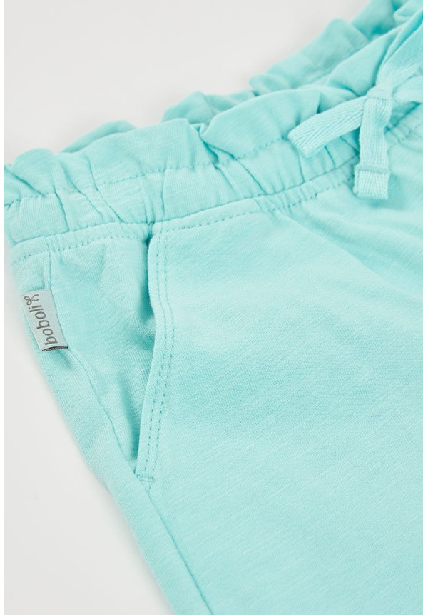 Conjunto Camiseta Punto Listada Y Bermudas Punto Flamé Niña Azul