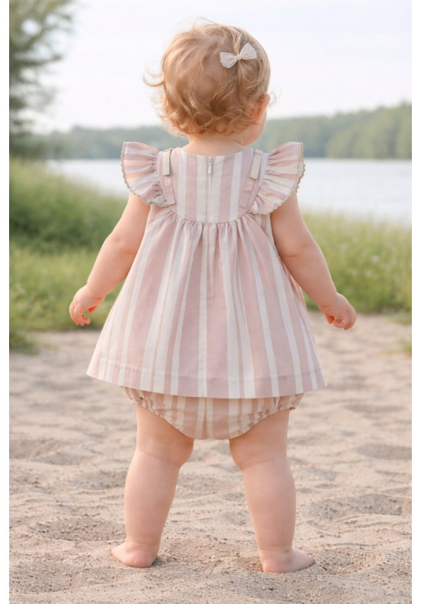 Vestido Bebe Con Braguita Art.0327 'Familia Porcelana' Rosa Empolvado