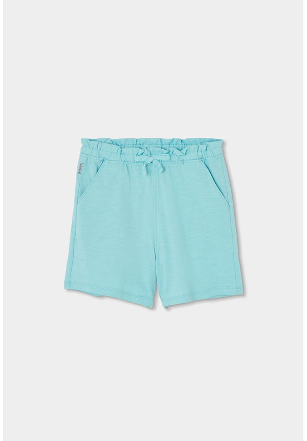 Conjunto Camiseta Punto Listada Y Bermudas Punto Flamé Niña Azul