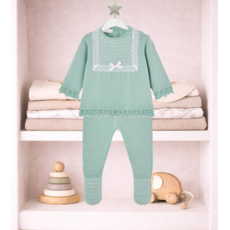 Conjunto. Jubón 003-123461 + Polaina Verde Agua/Blanco