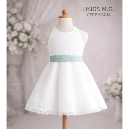 Vestido Niña Ceremonia. Color Verde Agua