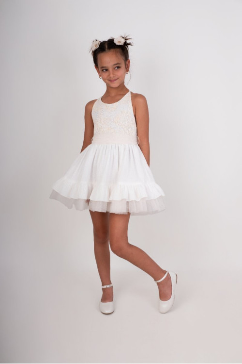 Vestido Niña Ceremonia.  Color Beige