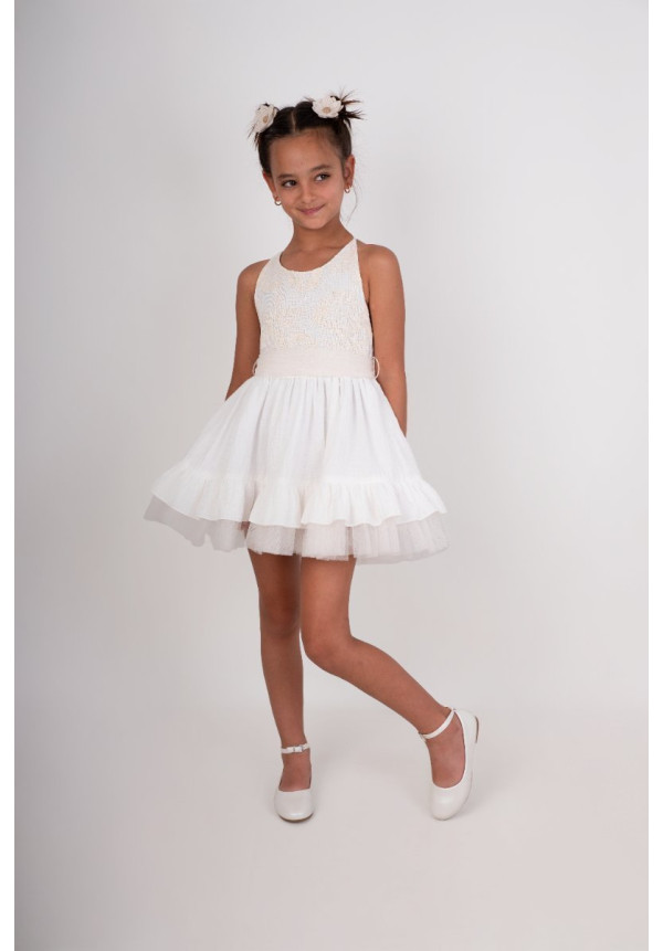Vestido Niña Ceremonia. Color Beige