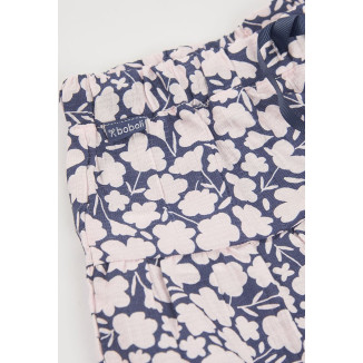 Conjunto Blusa Viscosa Y Falda-Pantalón Viscosa Flores Niña Azul Y Rosa