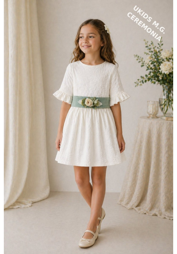 VESTIDO BÁMBULA/LINO MANGA FRANCESA FAJIN LINO verde
