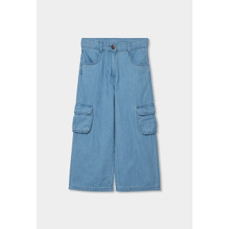 Conjunto Top Denim Bordado Y Pantalón Denim Niña Azul