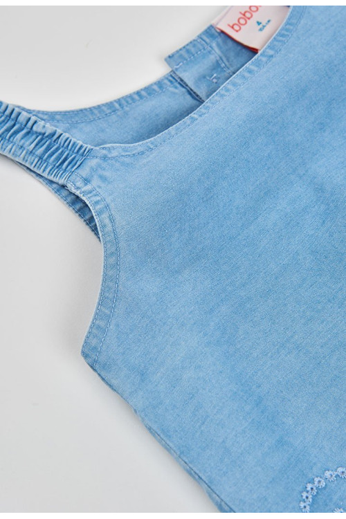 Conjunto Top Denim Bordado Y Pantalón Denim Niña Azul