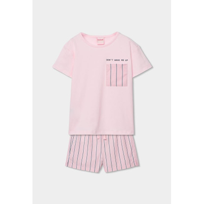 Pijama Punto Combinado Niña Rosa
