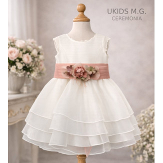 Vestido ceremonia Organza Gardenia color blanco