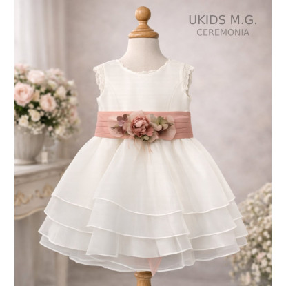 Vestido ceremonia Organza Gardenia color blanco