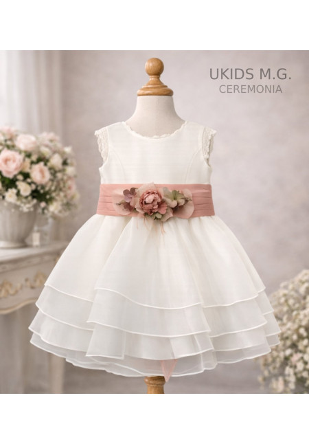 Vestido ceremonia Organza Gardenia color blanco