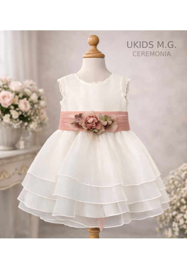 Vestido ceremonia Organza Gardenia color blanco