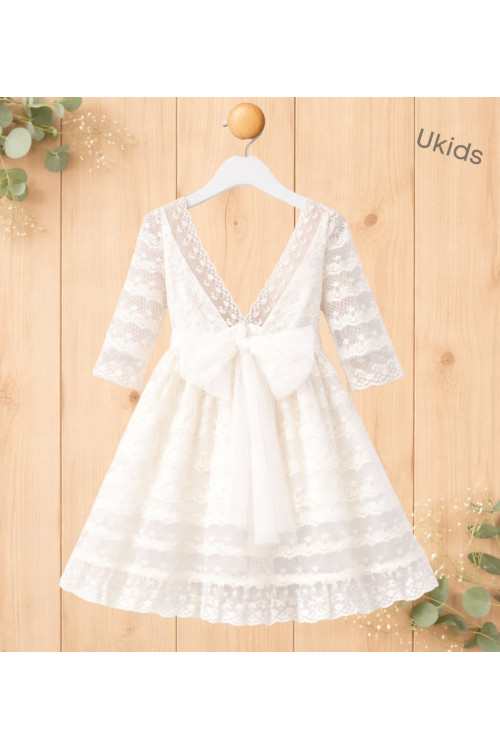 Vestido Niña Ceremonia Tul.  Color beige