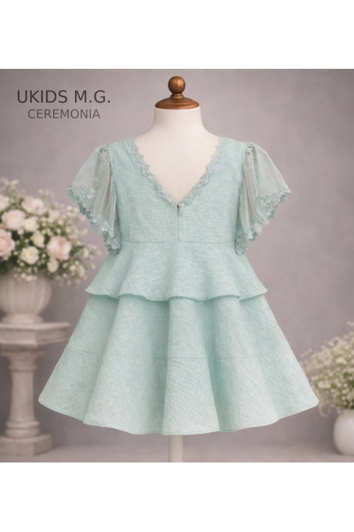 Vestido Niña Ceremonia.  Color Verde Mint
