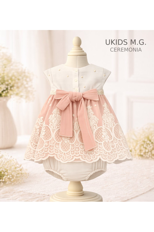 Jesusito Tul  Bordado Con Braga Salmón