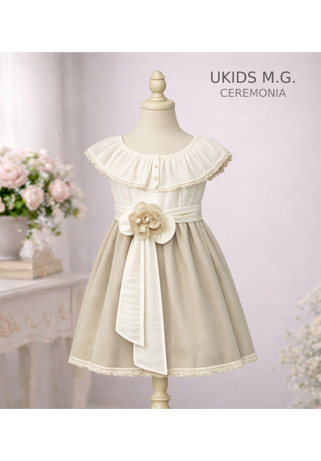 Vestido Cubanita Falda Lurex Beig/Arena
