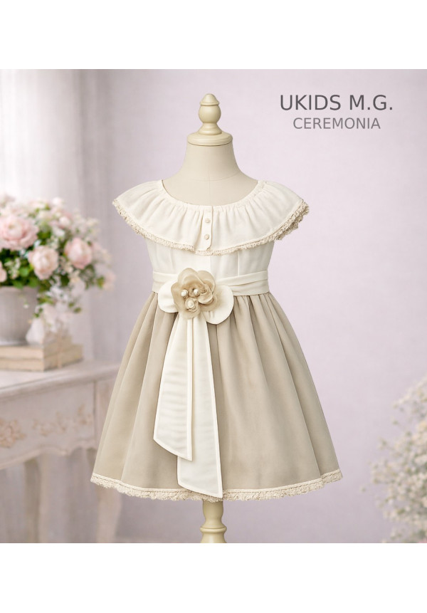 Vestido Cubanita Falda Lurex Beig/Arena