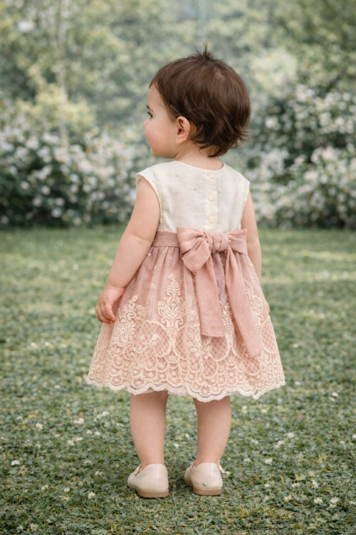 Jesusito Tul  Bordado Con Braga Salmón