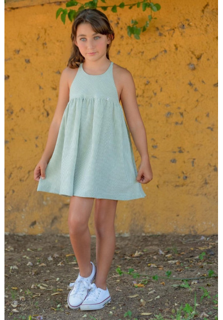 Vestido En Rayas De ........... Color Kaki