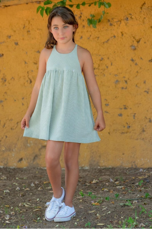 Vestido En Rayas De ........... Color Kaki