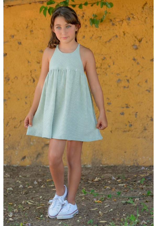 Vestido En Rayas De ........... Color Kaki