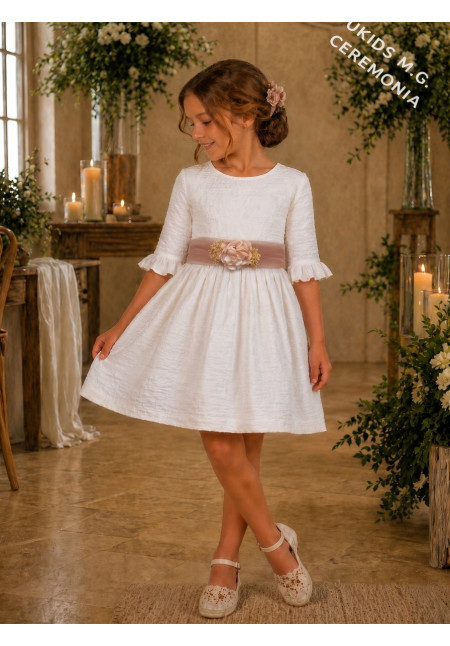 VESTIDO BÁMBULA/TUL MANGA FRANCESA FAJIN TUL  rosa