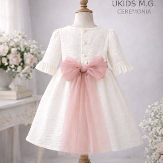 VESTIDO BÁMBULA LINO MANGA FRANCESA rosa