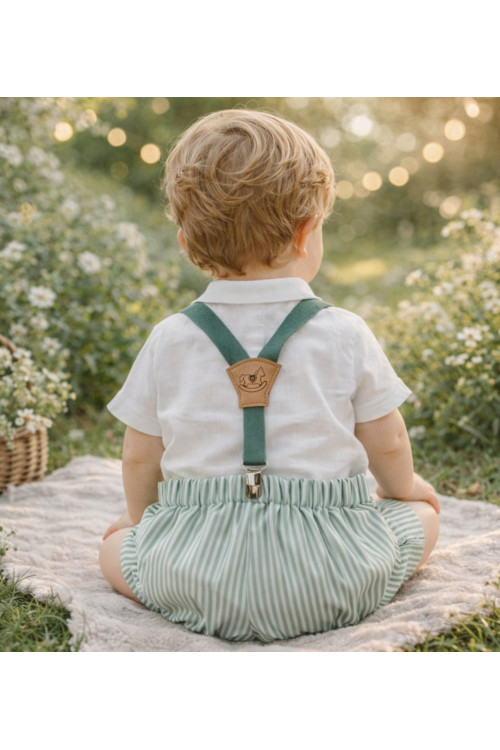Conjunto Bebe Con Tirantes Art.0257 'Familia Artesanía' Verde Hoja