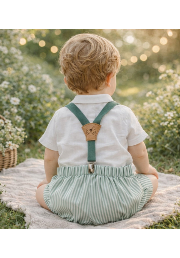 Conjunto Bebe Con Tirantes Art.0257 'Familia Artesanía' Verde Hoja