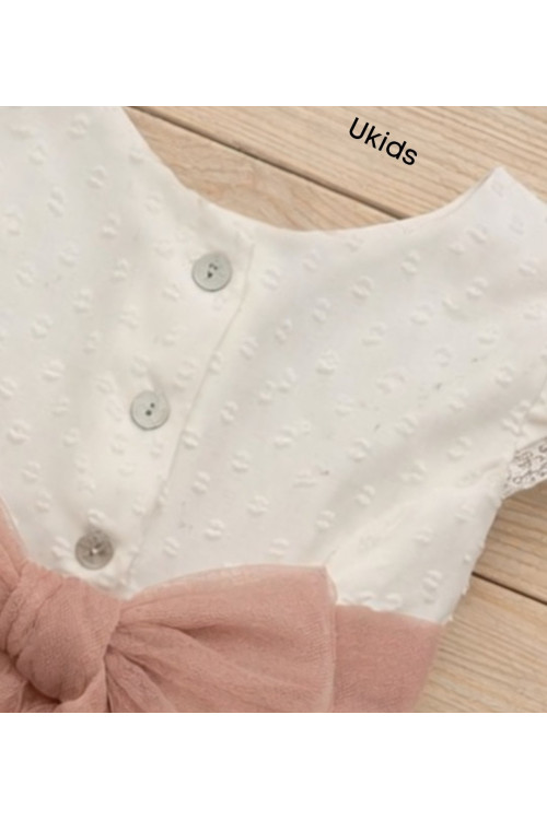 Vestido Cuerpo Plumeti Tablas Rosa