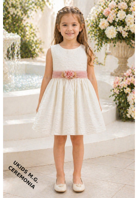 Vestido Bambula sin mangas Lazo tul rosa