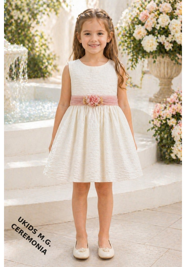 Vestido Bambula sin mangas Lazo tul rosa