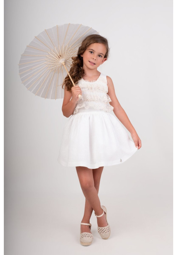 Vestido Niña Ceremonia.  Color blanco