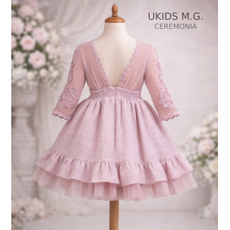 Vestido Niña Ceremonia.  Color Rosa
