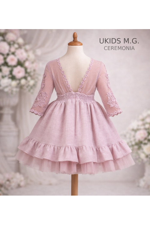 Vestido Niña Ceremonia.  Color Rosa