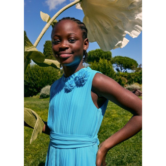 Mono Largo Crepe Plisado      Turquesa