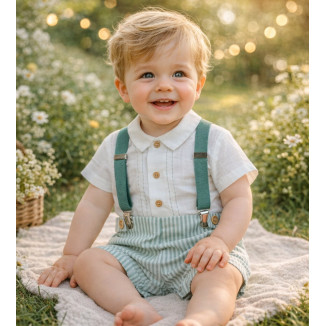 Conjunto Bebe Con Tirantes Art.0257 'Familia Artesanía' Verde Hoja