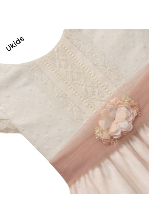 Vestido Cuerpo Plumeti Tablas Rosa