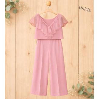 Conjunto Blusa + Pantalón Niña Rosa Palo