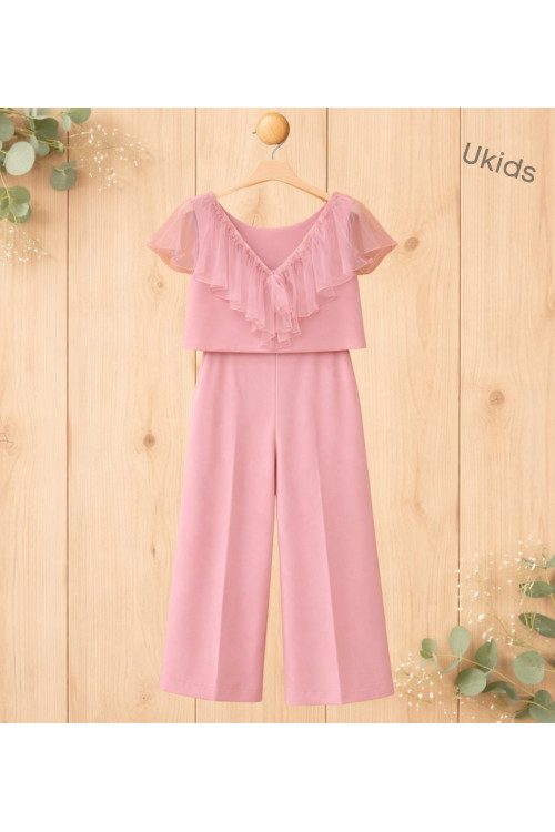 Conjunto Blusa + Pantalón Niña Rosa Palo