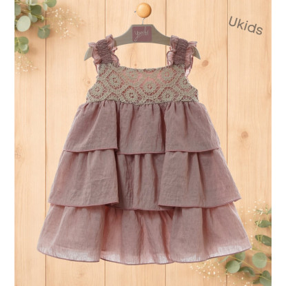 Vestido Infantil Art.0502 'Familia Porcelana' Rosa Empolvado