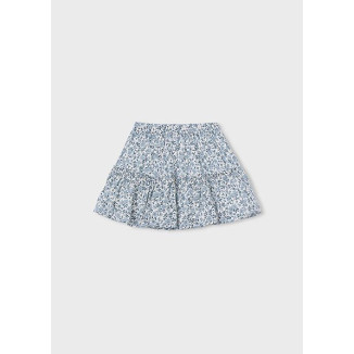 Falda Dobby Estampada Celeste