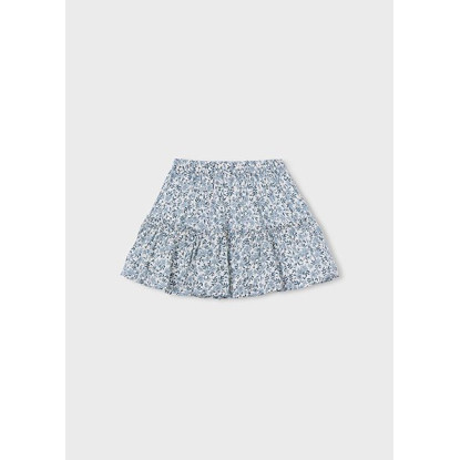 Falda Dobby Estampada Celeste