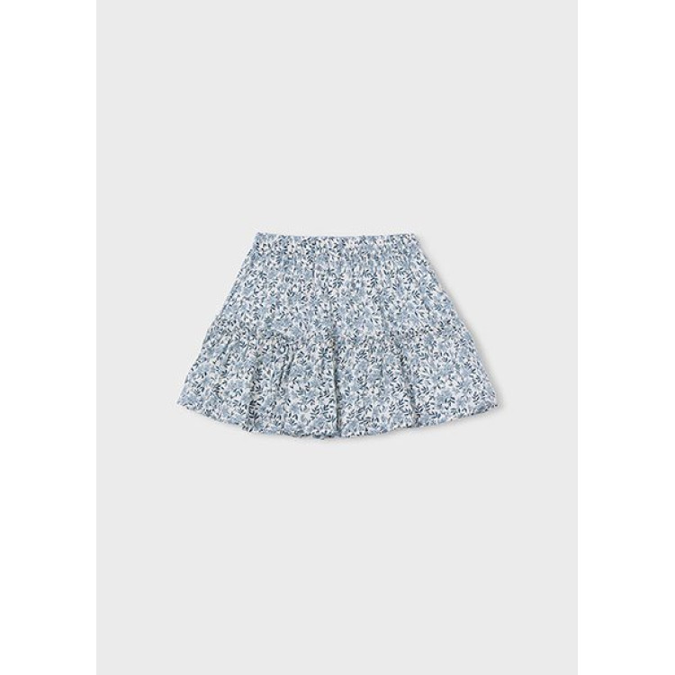 Falda Dobby Estampada Celeste