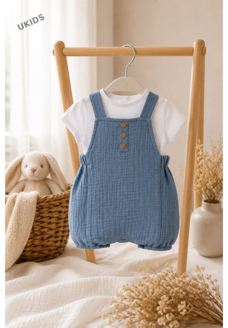 Conjunto Camiseta Y Peto Bambula Color Verde Agua
