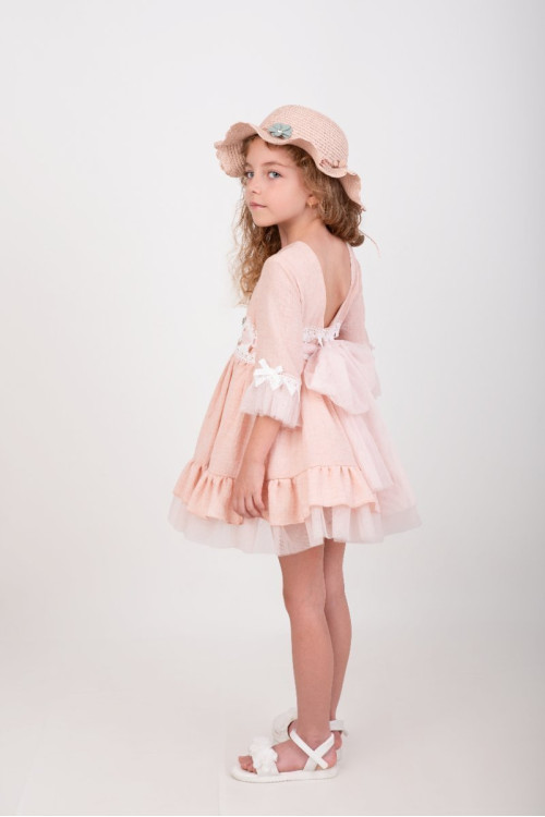 Vestido Niña Ceremonia. Color Salmón  W