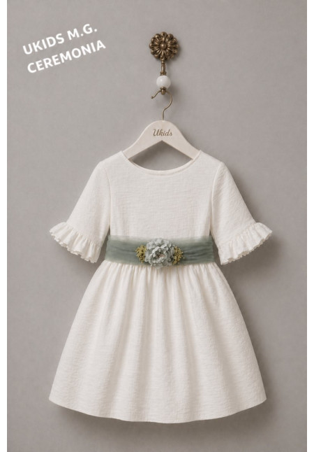 VESTIDO BÁMBULA/TUL MANGA FRANCESA FAJIN TUL  verde