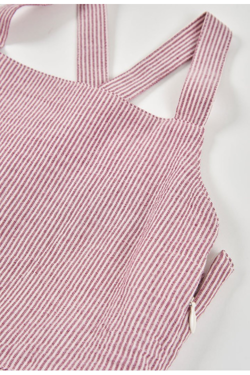 Mono Popelín Listado De Niña Rosa