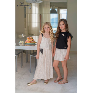 Camiseta + Falda De Niña Negro Beig