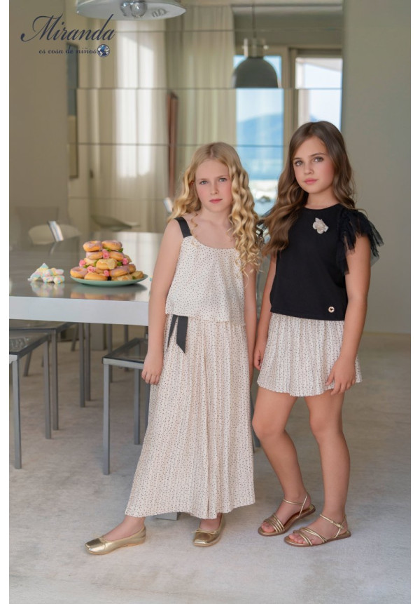 Camiseta + Falda De Niña Negro Beig